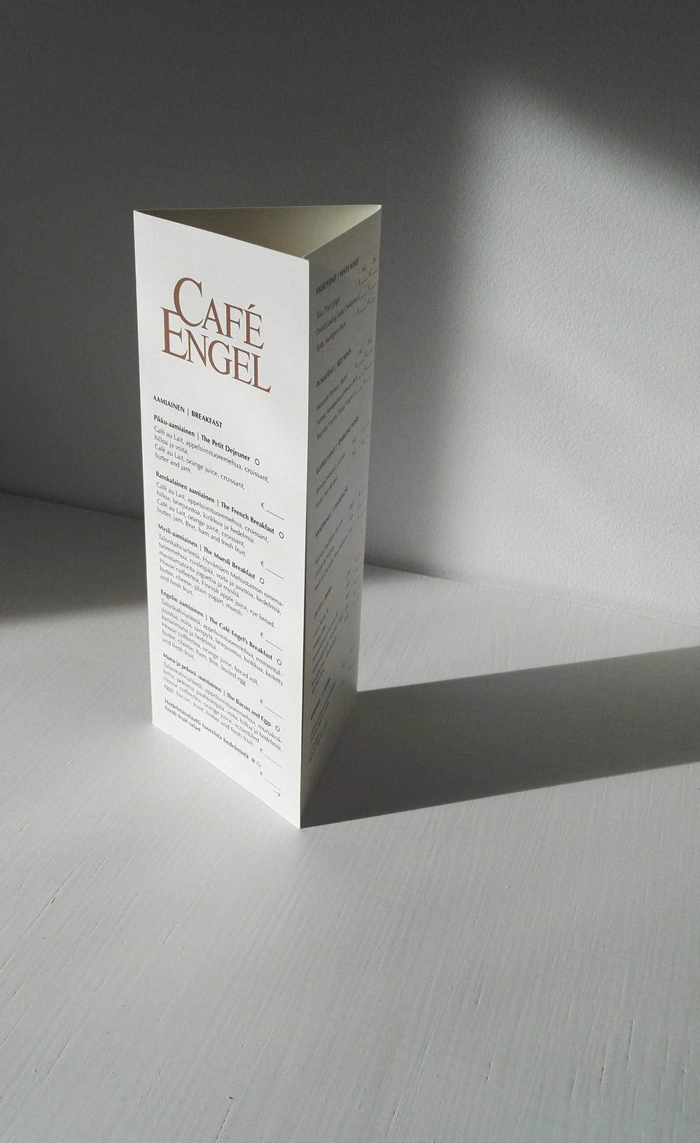 Café Engel menu.
