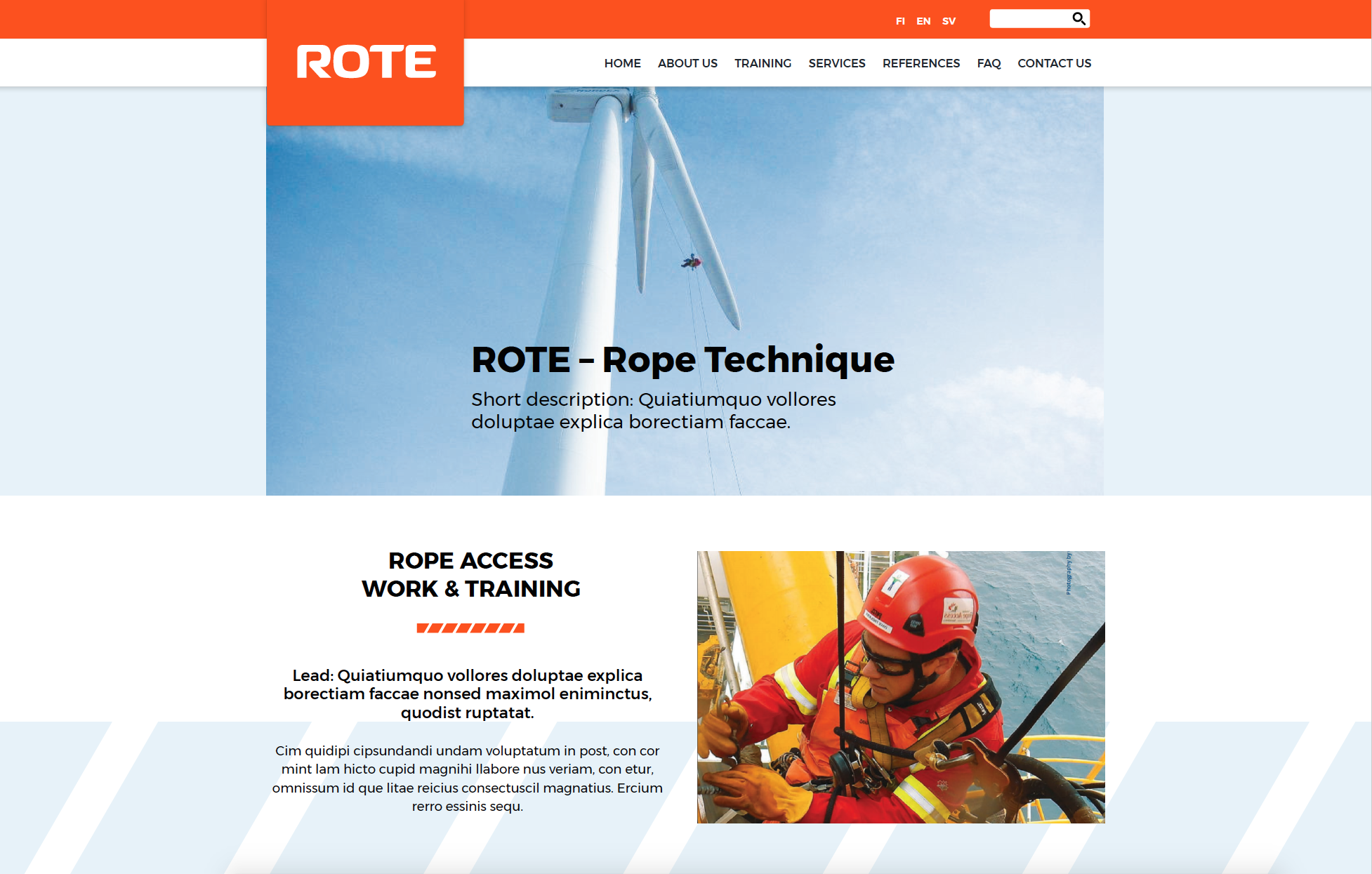 Visual design for Rote website, desktop.