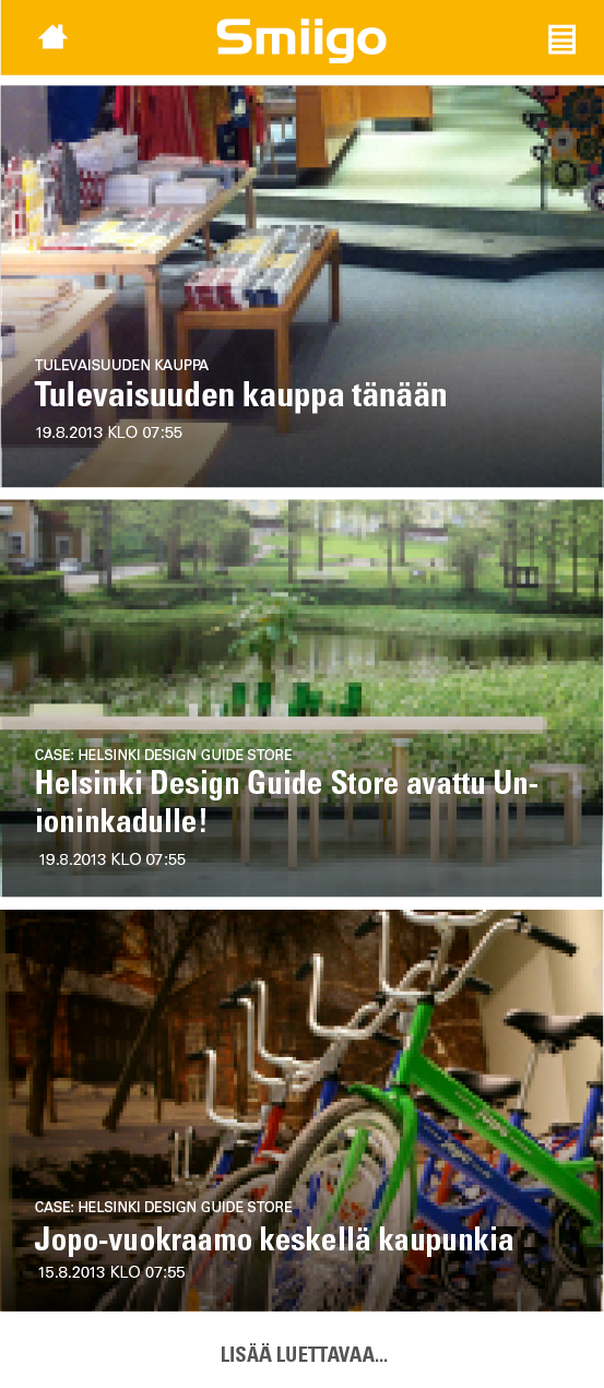 Web design of Smiigo, small screen